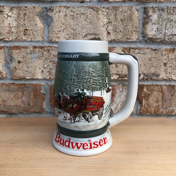 1982 BUDWEISER 50th Clydesdale’s Holiday Collectible Beer Stein Mug 1933-1983 - Picture 4 of 10